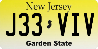 NJ license plate J33VIV