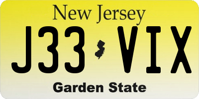 NJ license plate J33VIX