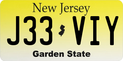 NJ license plate J33VIY