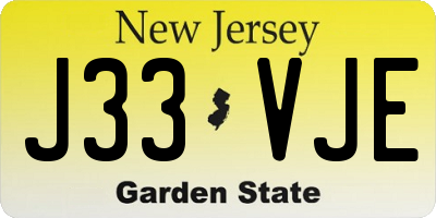 NJ license plate J33VJE