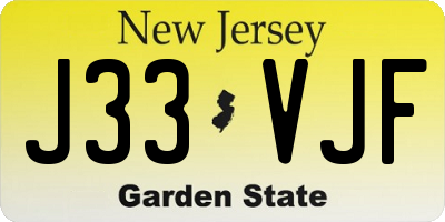 NJ license plate J33VJF