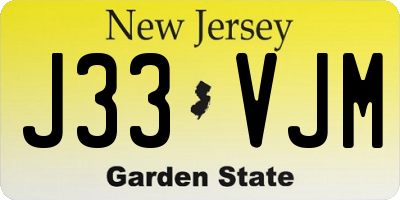 NJ license plate J33VJM