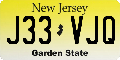 NJ license plate J33VJQ