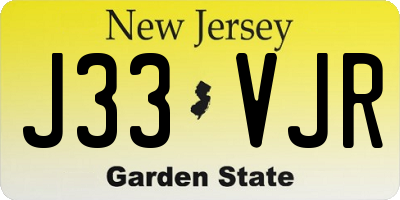 NJ license plate J33VJR