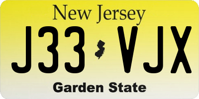 NJ license plate J33VJX