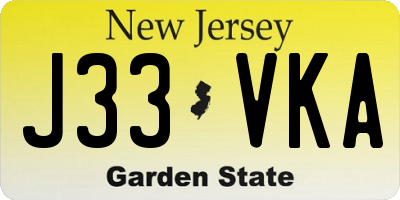 NJ license plate J33VKA