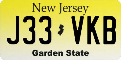 NJ license plate J33VKB