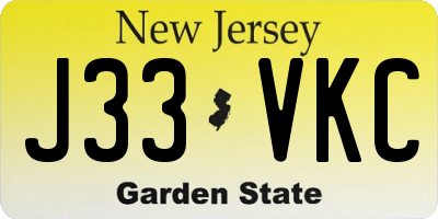 NJ license plate J33VKC