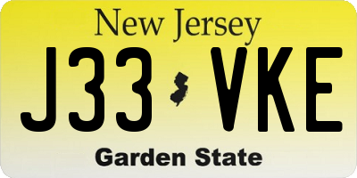 NJ license plate J33VKE