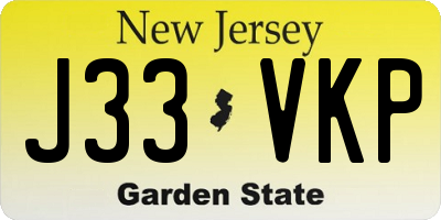 NJ license plate J33VKP