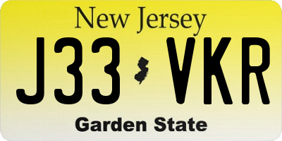 NJ license plate J33VKR