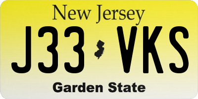 NJ license plate J33VKS