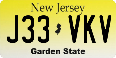 NJ license plate J33VKV