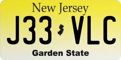 NJ license plate J33VLC