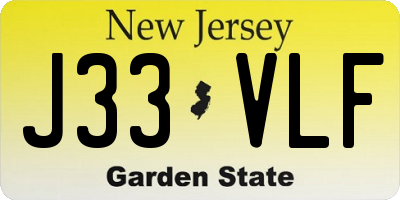 NJ license plate J33VLF