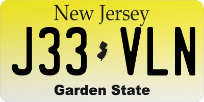 NJ license plate J33VLN