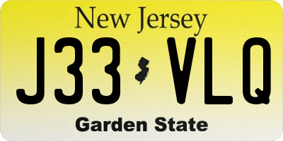NJ license plate J33VLQ