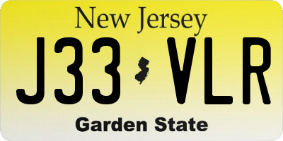 NJ license plate J33VLR