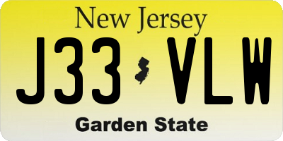 NJ license plate J33VLW