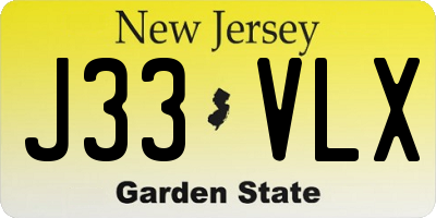 NJ license plate J33VLX
