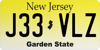 NJ license plate J33VLZ