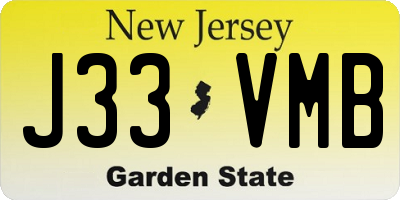 NJ license plate J33VMB