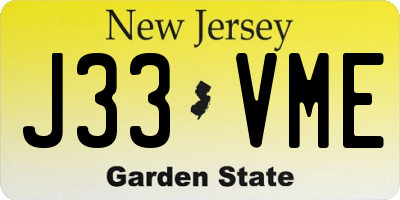 NJ license plate J33VME