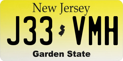 NJ license plate J33VMH