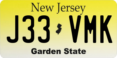 NJ license plate J33VMK