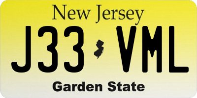 NJ license plate J33VML