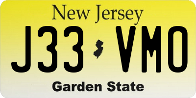 NJ license plate J33VMO
