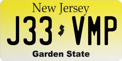 NJ license plate J33VMP