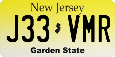 NJ license plate J33VMR
