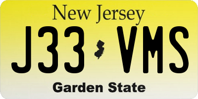 NJ license plate J33VMS