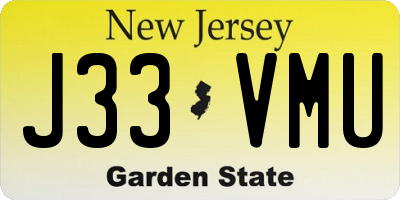 NJ license plate J33VMU
