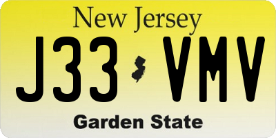 NJ license plate J33VMV