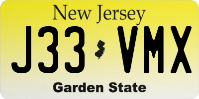 NJ license plate J33VMX