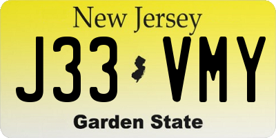 NJ license plate J33VMY