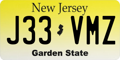 NJ license plate J33VMZ
