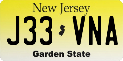 NJ license plate J33VNA
