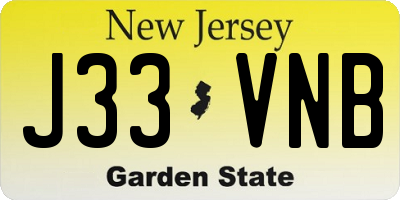 NJ license plate J33VNB