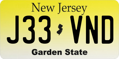 NJ license plate J33VND