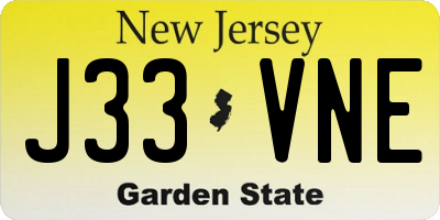 NJ license plate J33VNE