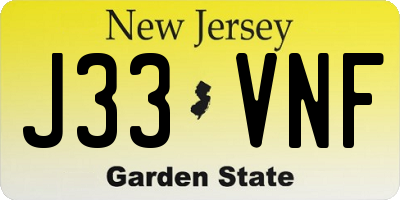 NJ license plate J33VNF