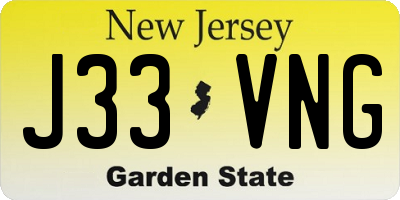 NJ license plate J33VNG