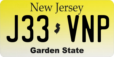 NJ license plate J33VNP