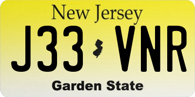 NJ license plate J33VNR