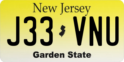 NJ license plate J33VNU