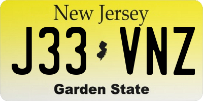 NJ license plate J33VNZ