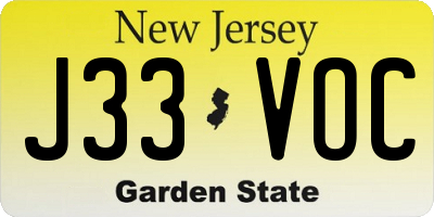 NJ license plate J33VOC